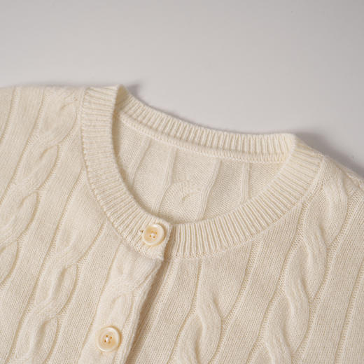 VIMAGE纬漫纪绵羊毛复古多色时尚绞花针织开衫上衣秋季新款V2401103 商品图10