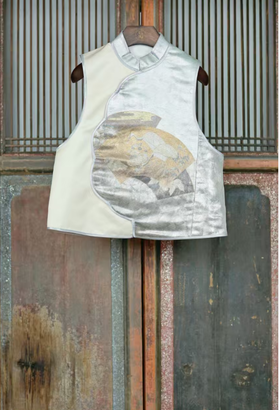 盛唐牡丹盛奢系列 | 真丝西阵织花瓣领马甲