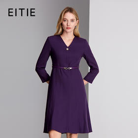 EITIE爱特爱V字领口设计金属扣细节皮带收腰显瘦连衣裙8407125
