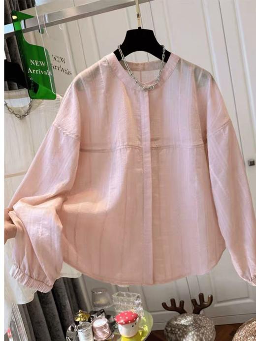 【秋新品】古泥品牌7587 85%天丝提花圆领上衣-喜出 商品图0