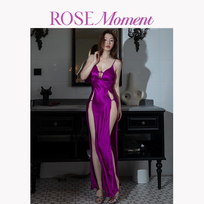 双侧高开叉性感真丝长裙  A230503