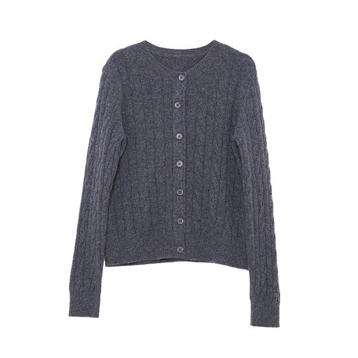 VIMAGE纬漫纪绵羊毛复古多色时尚绞花针织开衫上衣秋季新款V2401103 商品图6