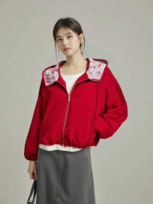 春季推荐2026→【自营】清货不退【外套】8060法式蕾丝内里连帽外套-喜出 商品图1