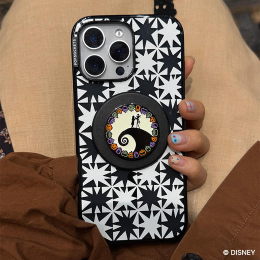 【圣诞夜惊魂】悬崖之恋·MagSafe圆啪嗒 泡泡骚 X 迪士尼联名系列 MAGSAFE磁吸手机气囊支架 Round圆啪嗒系列 黑色 万圣 商品图1