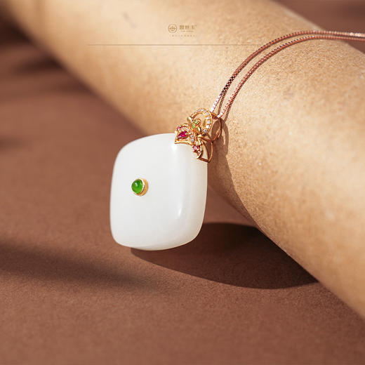 新疆国玉盟世玉金镶羊脂玉挂件【带证书·顺丰物流】 商品图3