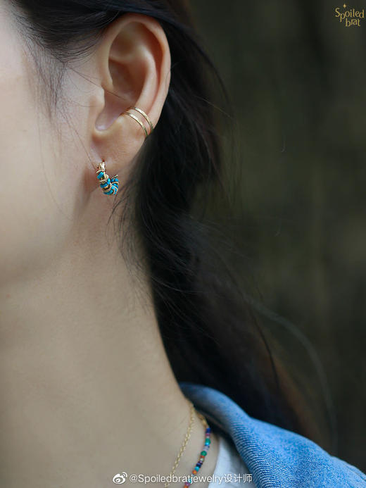 SpoiledBrat Jewelry金色螺旋耳圈系列 |  绿松石款 商品图3