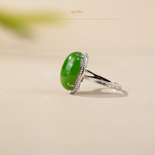 新疆国玉盟世玉碧玉戒指-圈口17#【带证书·顺丰物流】 商品图3
