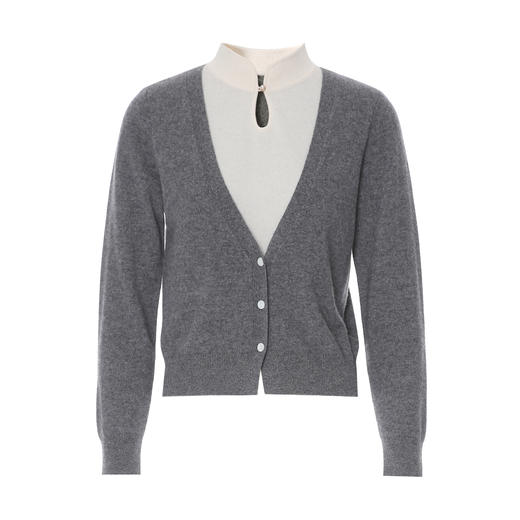 10.1%羊绒】EITIE爱特爱中式立领假两件灰色秋冬新款针织衫D2501915 商品图5