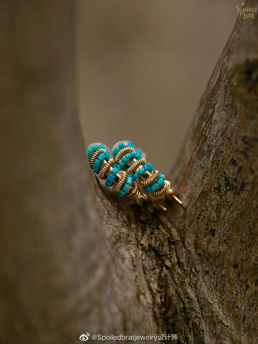 SpoiledBrat Jewelry金色螺旋耳圈系列 |  绿松石款 商品图4
