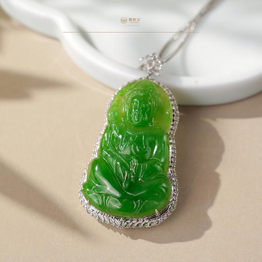 新疆国玉盟世玉金镶碧玉挂件-不含链【带证书·顺丰物流】 商品图0