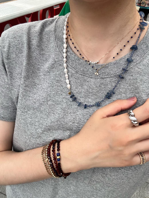 SpoiledBrat Jewelry蓝晶石巴洛克珍珠中长链 项链 商品图1