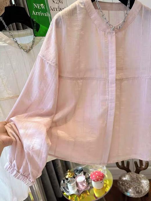 【秋新品】古泥品牌7587 85%天丝提花圆领上衣-喜出 商品图3