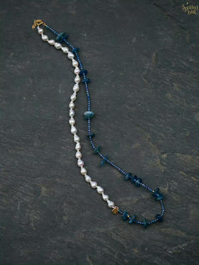 SpoiledBrat Jewelry蓝晶石巴洛克珍珠中长链 项链