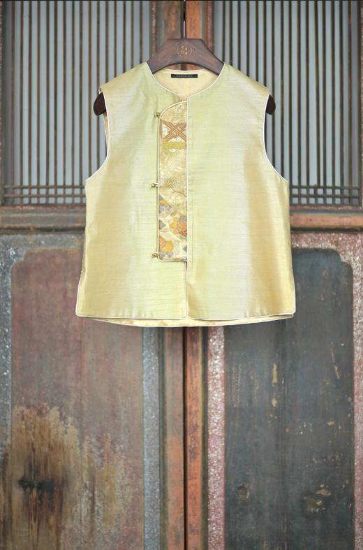 盛唐牡丹盛奢系列 | 西阵织偏襟马甲-黄色 商品图0