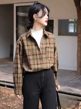 【秋新品】古泥7671中厚格子品质单件衬衫-喜出