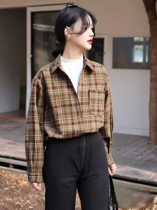 【秋新品】古泥7671中厚格子品质单件衬衫-喜出 商品图0