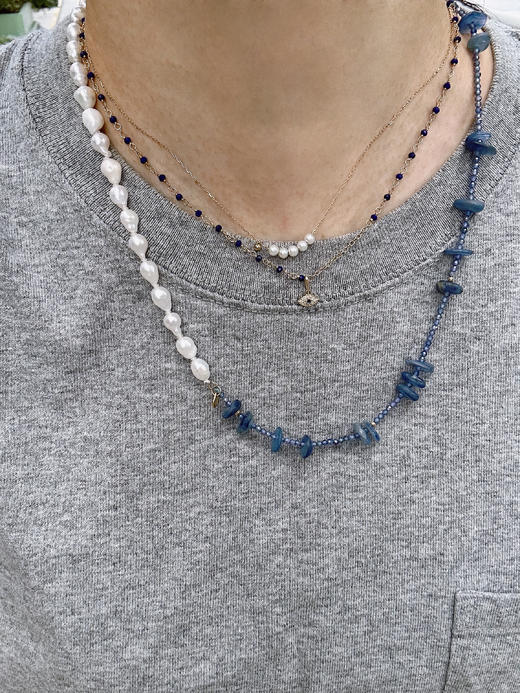 SpoiledBrat Jewelry蓝晶石巴洛克珍珠中长链 项链 商品图4