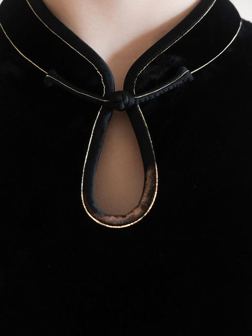 下架|盛唐婧| 重磅真丝绒水滴领旗袍连衣裙 商品图5