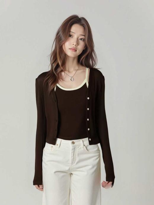 【秋上新】（套装）A319垫肩吊带两件套上衣-喜出 商品图0