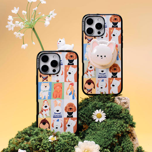 【毛绒故事·手机壳】汪汪集合 POPCASE手机壳 MagSafe Popcase磁吸款 棕色 小狗 拼贴 iPhone17/16/15/14/13 商品图1