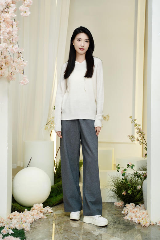  臣禾【菠萝纹帽衫】100%绵羊毛连帽休闲针织衫	JZ253090475 商品图5