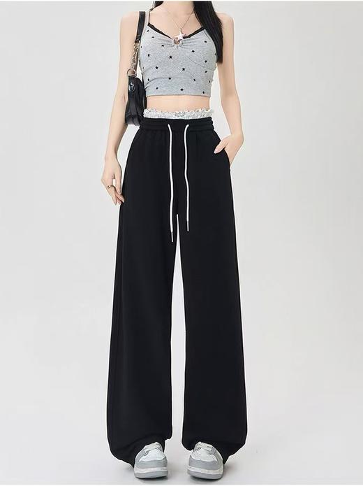 捡漏，微脏小码微脏一眼就爱上！！【秋上新】8802蕾丝花边阔腿裤女高腰抽绳直筒休闲裤-喜出 商品图12