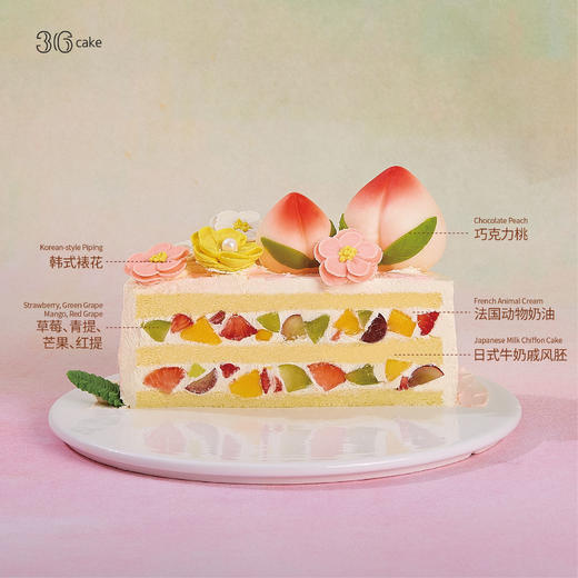 福桃献瑞 ‧ 韩式裱花鲜果蛋糕，可选1.5/2.5/6磅 商品图4