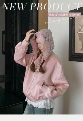 【秋上新】9598蕾丝拼接法式外套-喜出