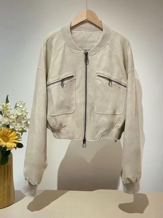 【秋上新】2528休闲棒球领PU外套短款皮衣-喜出 商品图6