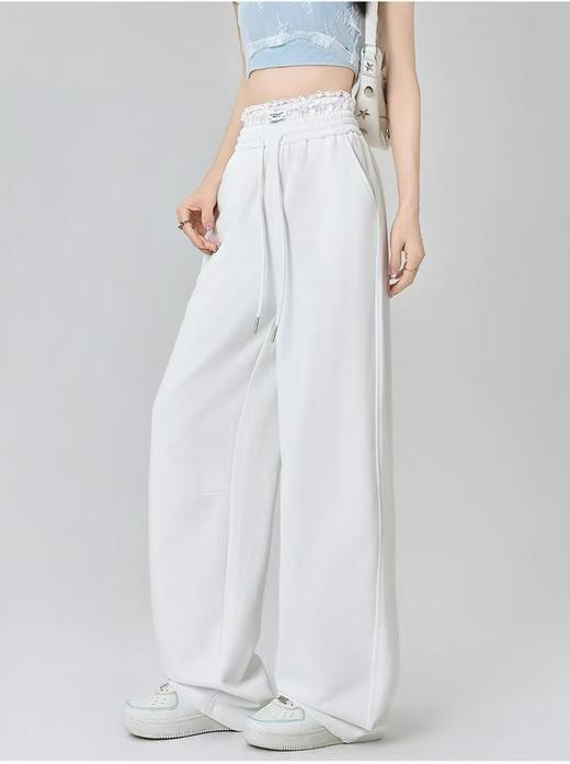 捡漏，微脏小码微脏一眼就爱上！！【秋上新】8802蕾丝花边阔腿裤女高腰抽绳直筒休闲裤-喜出 商品图9