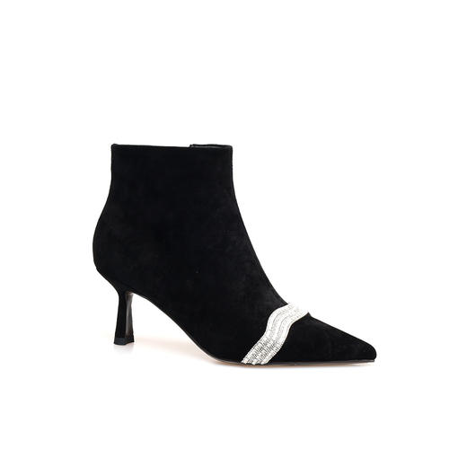 豪麟名鞋迪嘉女鞋羊反绒面革短靴DJYYA52WN004黑色 商品图0