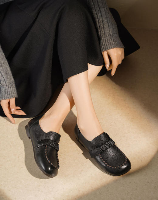 西村名物2025年秋季新款超舒适缝线软底妈妈鞋简约百搭平底通勤鞋T25CM31711 商品图7