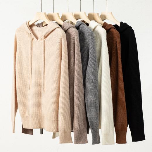  臣禾【菠萝纹帽衫】100%绵羊毛连帽休闲针织衫	JZ253090475 商品图11