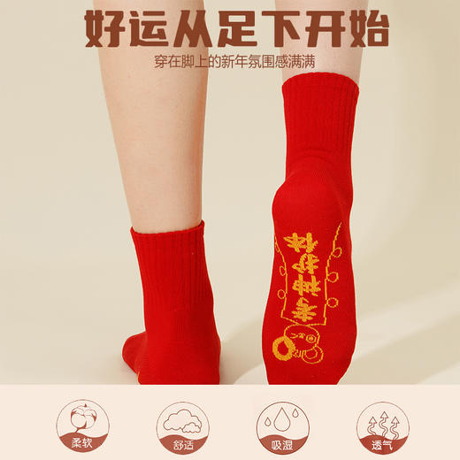 【买1送1】【雅兰特&鸿运袜】新年好运学生红袜子 商品图1