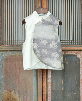 盛唐牡丹盛奢系列 | 西阵织拼丝毛偏襟马甲