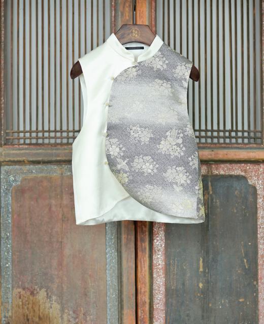 盛唐牡丹盛奢系列 | 西阵织拼丝毛偏襟马甲 商品图0