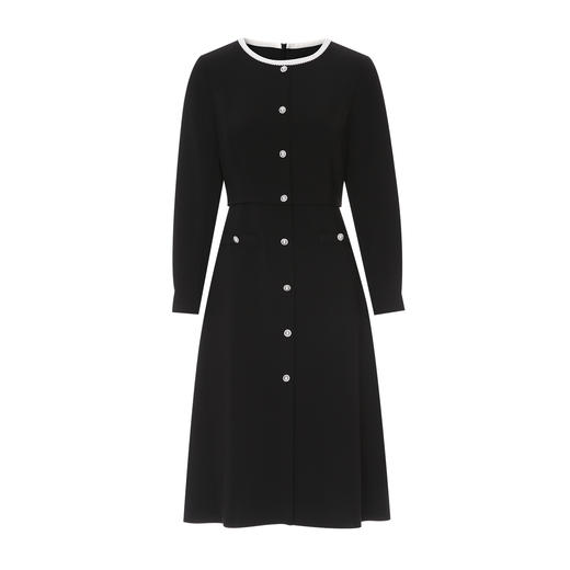 EITIE爱特爱高级感小香风气质撞色珍珠收腰a字秋季新款连衣裙C2507852 商品图5