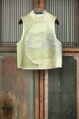 盛唐牡丹盛奢系列 | 彩金缀织西阵织花瓣领马甲