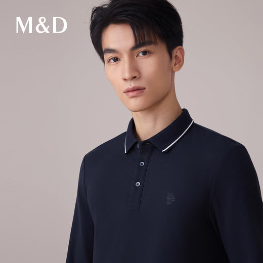 【名盾】科技发热保暖长袖Polo衫，保型记忆领，省心易打理M0CL11783A 商品图4