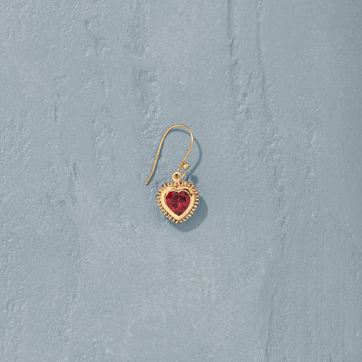 订购8周到｜Tityaravy-Gini-金色 心形 石榴石 吊坠 耳环（单只）［法国设计师］ 商品图1