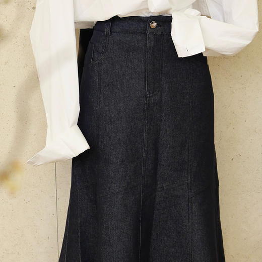 【预售7天】良木礼牛仔鱼尾半裙（腰带）（Q2591801） 商品图1