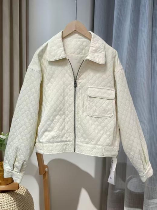 清了！清！不支持退货【自营】25211菱形格重工绗缝翻领宽松外套-喜出 商品图6