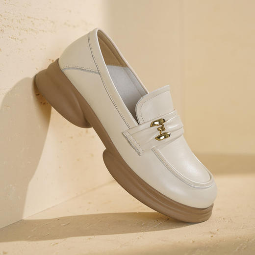 西村名物2025年秋季新款秀气掐腰粗跟百搭乐福鞋舒适深口女单T25CM31721 商品图8