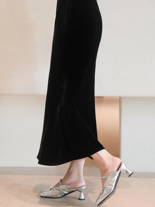 下架|盛唐婧| 重磅真丝绒水滴领旗袍连衣裙 商品图6