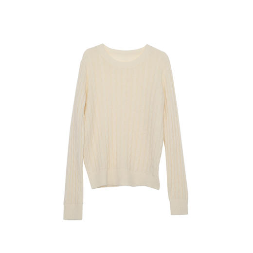 VIMAGE纬漫纪绵羊毛时尚长袖复古圆领绞花针织衫上衣秋季新款V2401106 商品图5