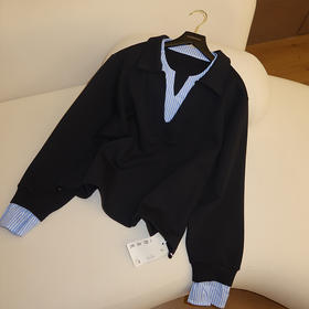 【不退不换】良木礼衬衫拼接卫衣（Q2584240）