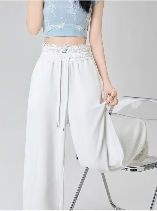 捡漏，微脏小码微脏一眼就爱上！！【秋上新】8802蕾丝花边阔腿裤女高腰抽绳直筒休闲裤-喜出 商品图13