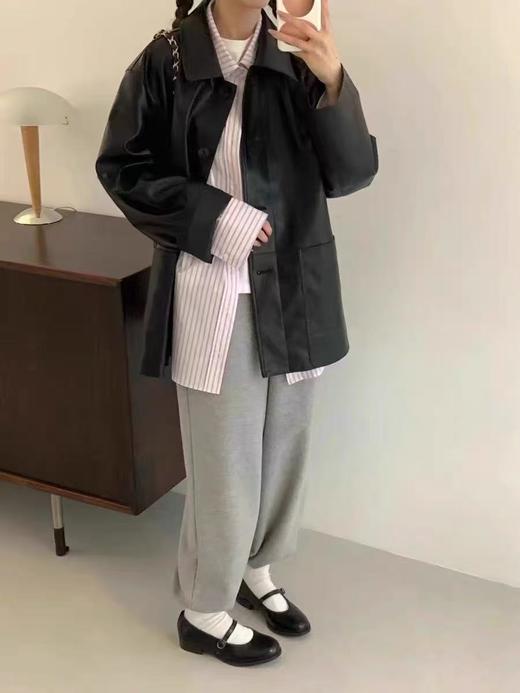 冰点价！仅限11.11！退货勿拍深圳南油高货！！大牌同款2897 50%pu➕50%黏胶慵懒风复古翻领单排扣秋季皮衣外套-喜出 商品图6