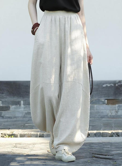 臣禾	【棉麻灯笼裤】71.5%苎麻28.5%棉松紧腰休闲裤	JZ253061075 商品图3