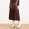 EITIE爱特爱优雅复古丝绒高腰百褶a字显瘦过膝半身裙秋冬新款D2506903 商品缩略图2